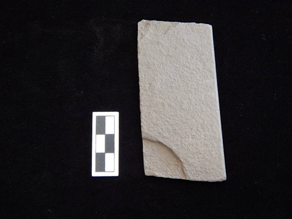 Stone (sandstone) saw/abrader with sawed margins