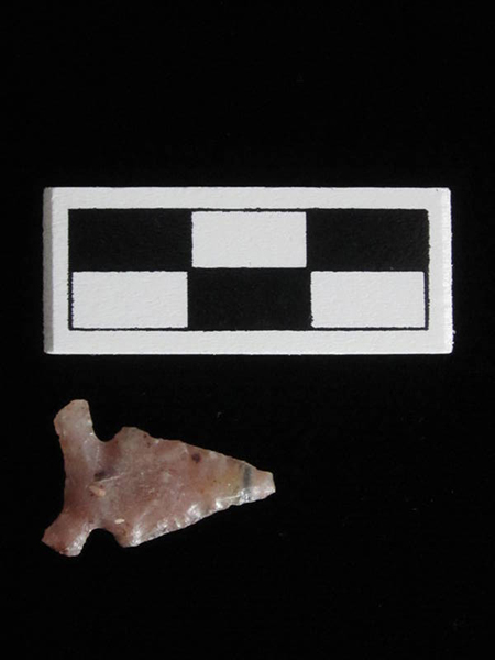 Stone (thermally altered chert) side-notch projectile point