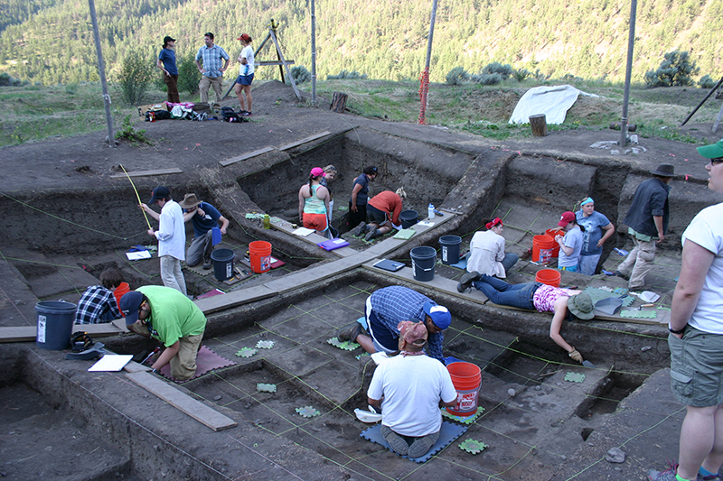 large group of people working on an excavation