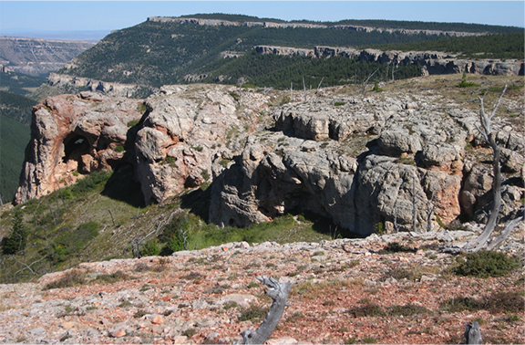 Red stone bluff landscape in eastern Montana