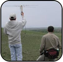 Dave and another researcher using a hand-held radar