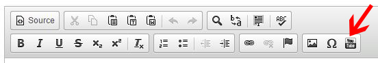 tool bar with arrow pointing to You tube icon