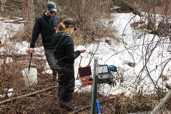 Measuring streamflow and sampling stream water during snowmelt