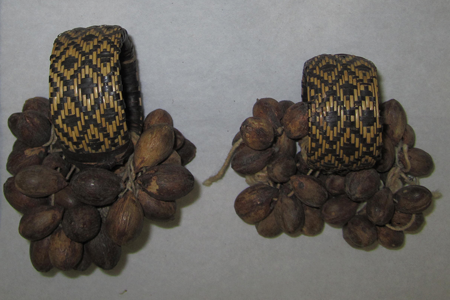 woven bracelets with pod husk rattlers