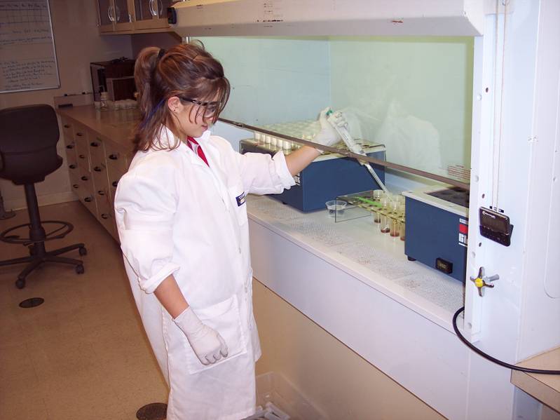 student working in the clean room