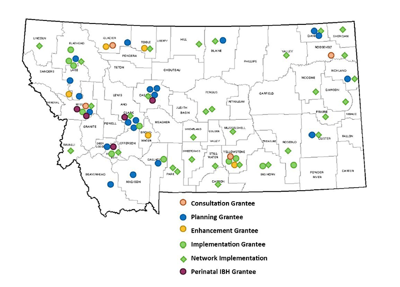 map of IBH locations across Montana