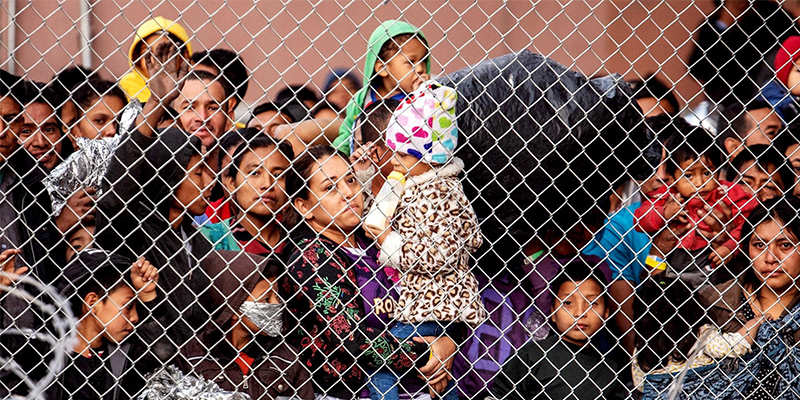 People in detention center along U.S.-Mexico border