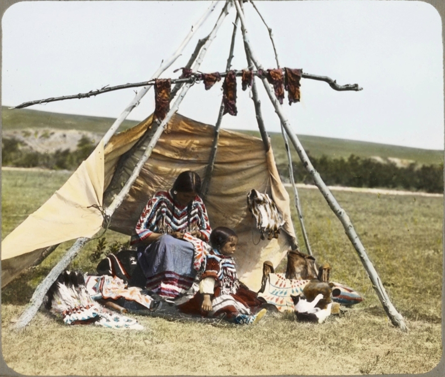 Image of a Blackfeet woman and child