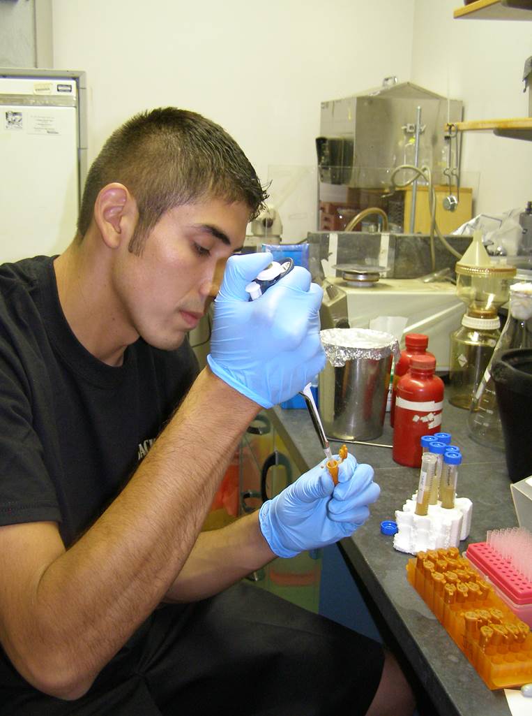 student working in the lab